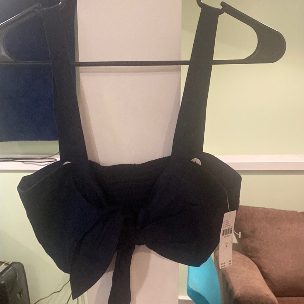 Black Bow Tie Crop Top